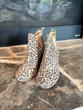Toms Leopard Print Ankle Booties - Tan & Black